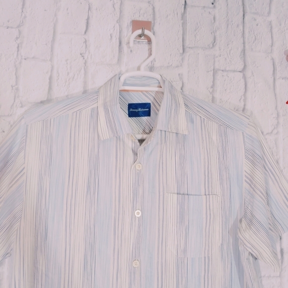Tommy Bahama Silk Blend Stripes Button Up Short Sleeve Shirt‎ - Picture 2 of 5